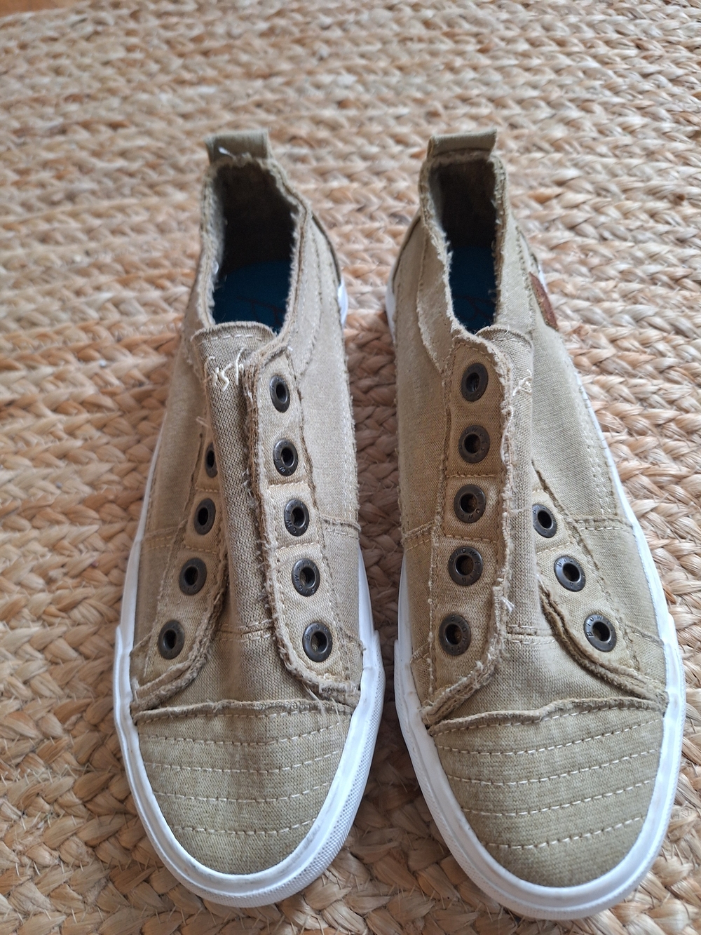 Womens Canvas Slip-On Sneakers in Olive Green Blowfish